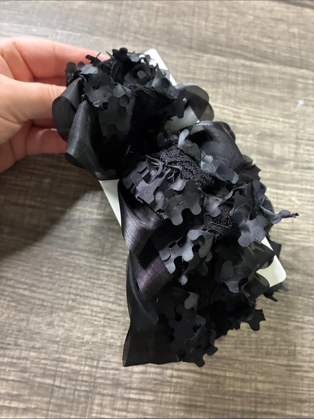 Black Floral Fabric Hair Claw Clip